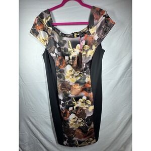 Midnight Velvet floral print dress in size 16 Dinner Church Party Metalic Dress